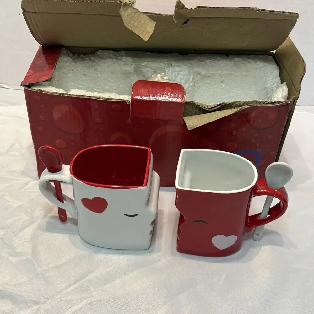 Blu Devil Kissing Mugs Set, Wedding Anniversary Gifts, Couple's Large Cups